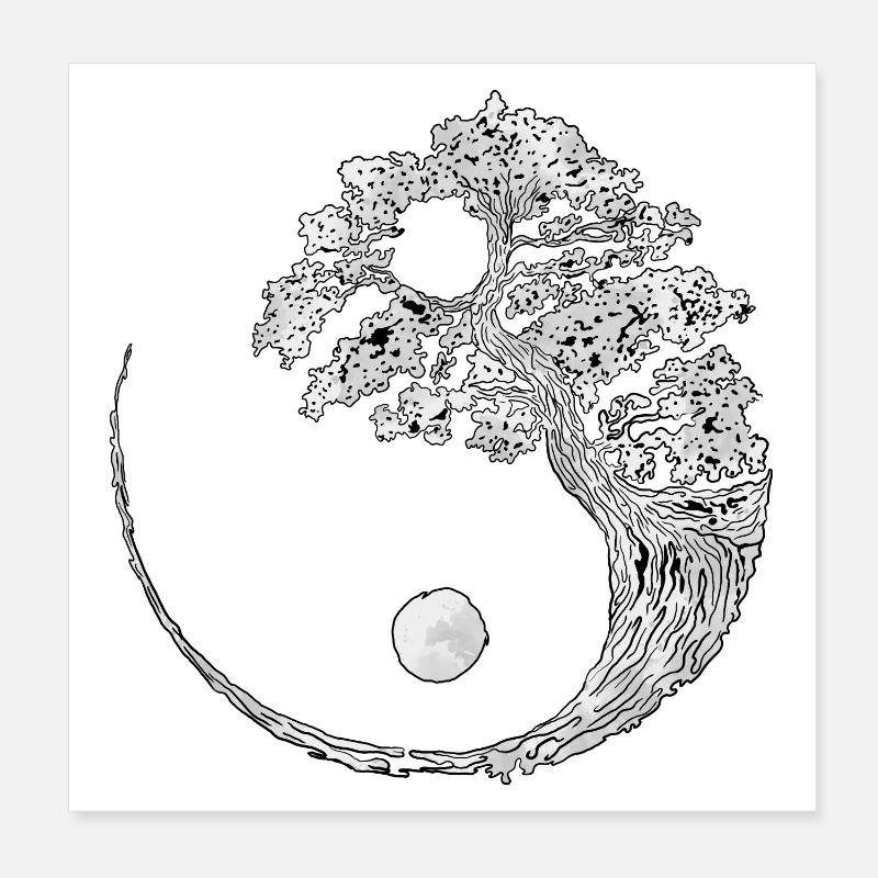 Yin Yang - Poster 20x20 cm - Weiß