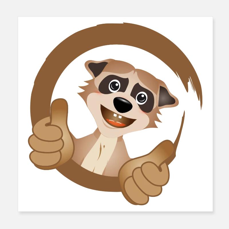 cooles Erdmännchen mit Daumen nach oben Poster 20x20 cm