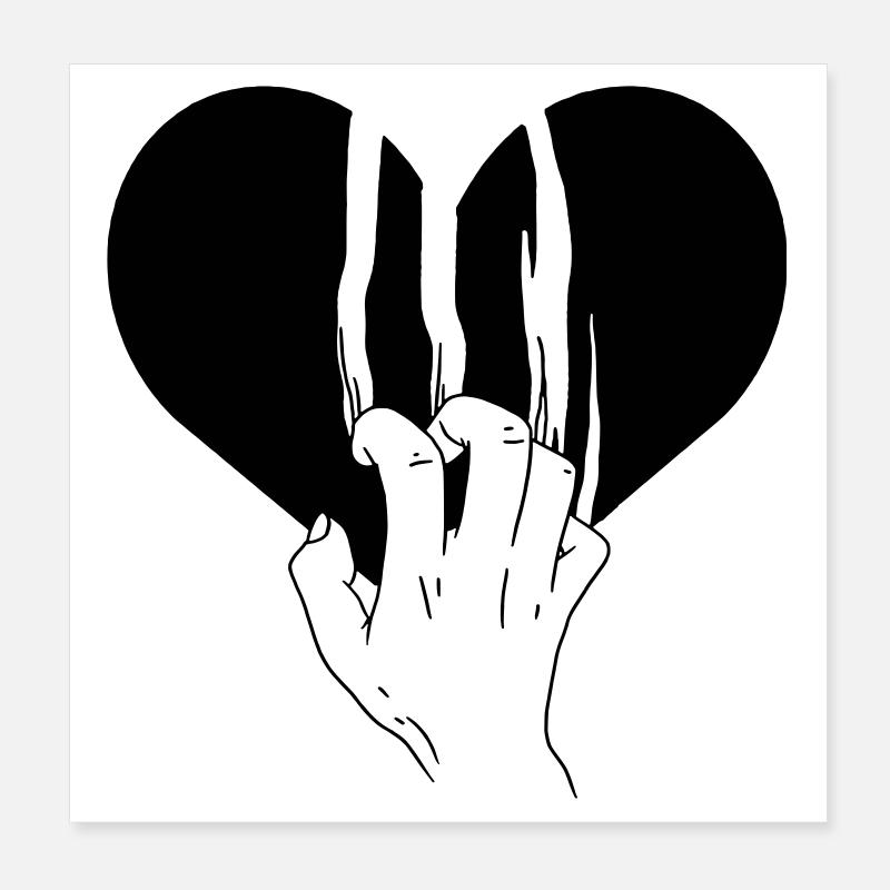 Gebrochenes Herz zerrissene Liebe Poster 20x20 cm