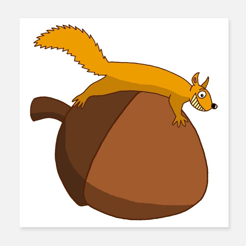 Das Eichhörnchen gegen die Eichel Poster 20x20 cm