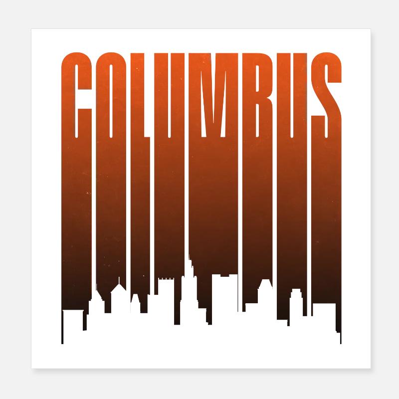 Columbus Skyline Sunset Gradient Poster 8" x 8" (20x20 cm)