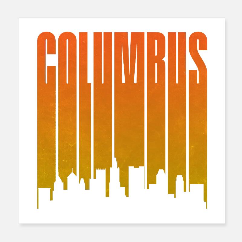 Silhouette du coucher de soleil de Columbus Poster 20 x 20 cm
