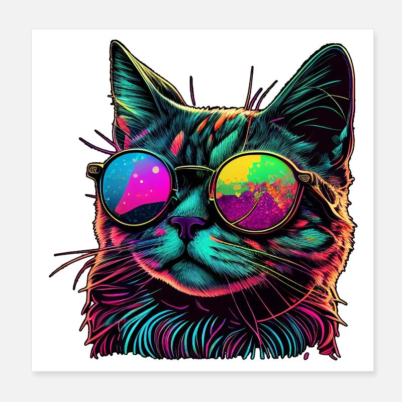 Chat cool Poster 20 x 20 cm