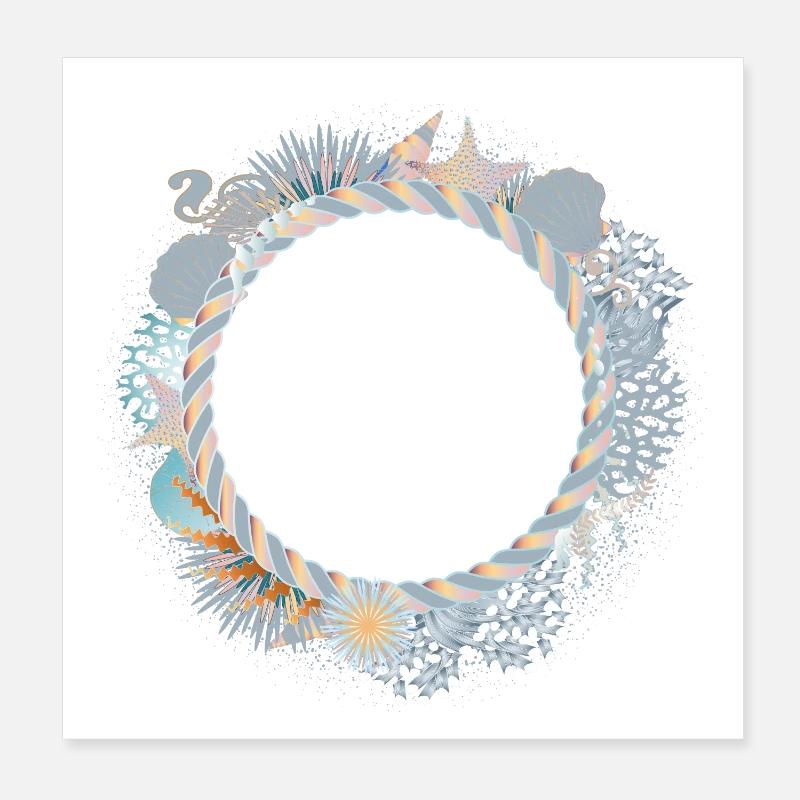 maritime pastel frame in coral reef look Poster 8" x 8" (20x20 cm)