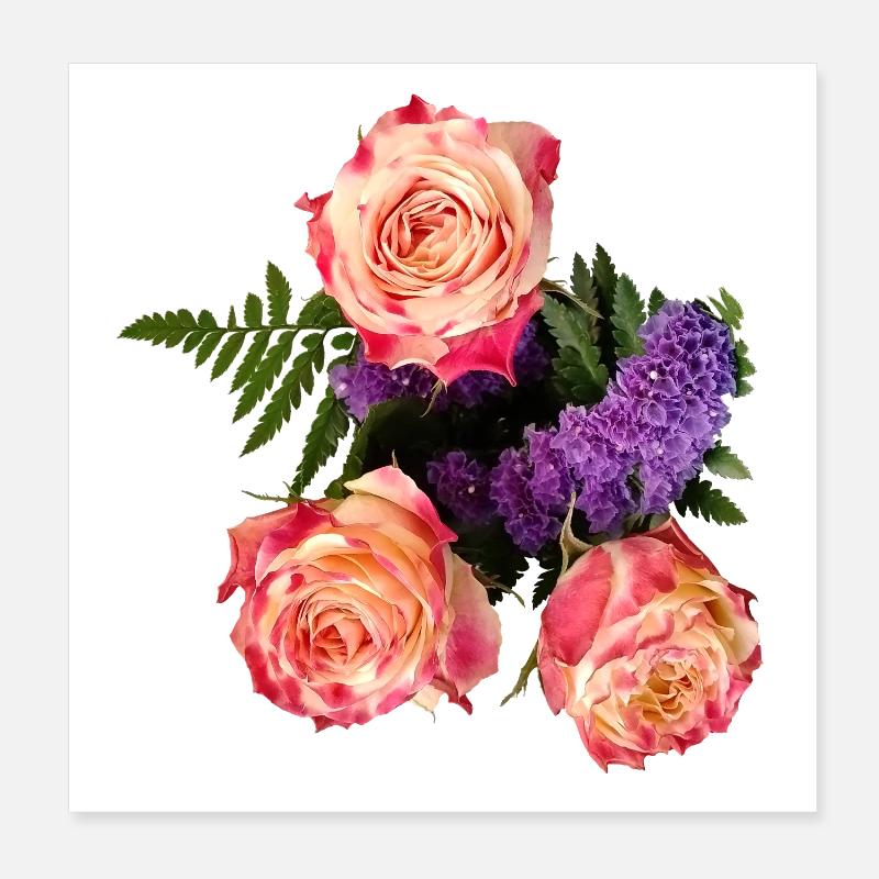 Rose bouquet in lavender glow Poster 8" x 8" (20x20 cm)
