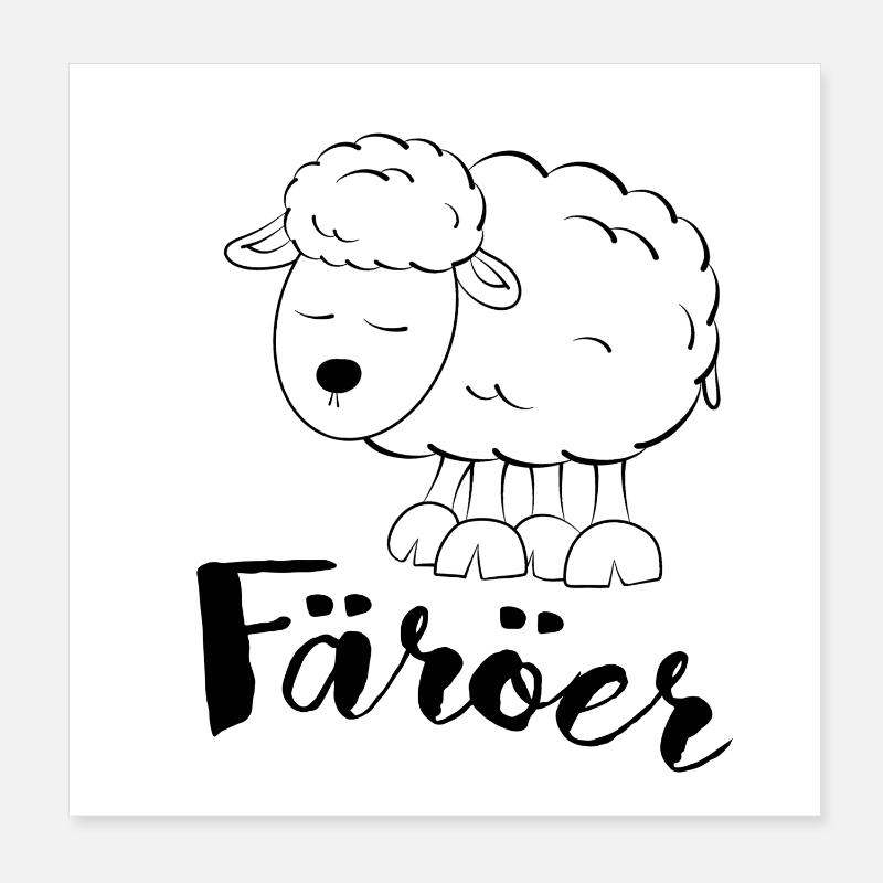 Färöer Schaf Poster 20x20 cm