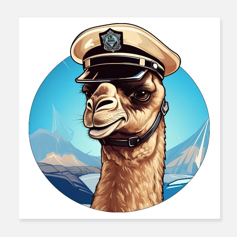 Policier chameau Poster 20 x 20 cm