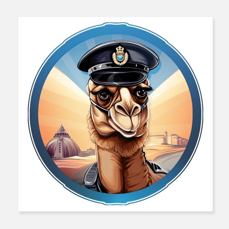 Police Camel Poster 8" x 8" (20x20 cm)