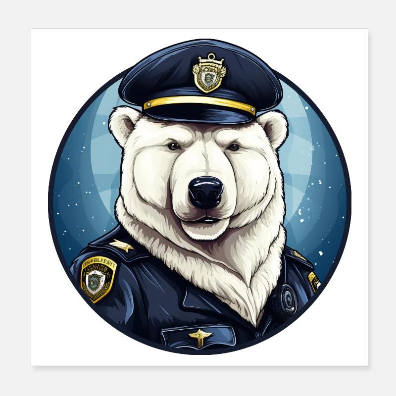 Eisbären Polizei Poster 20x20 cm