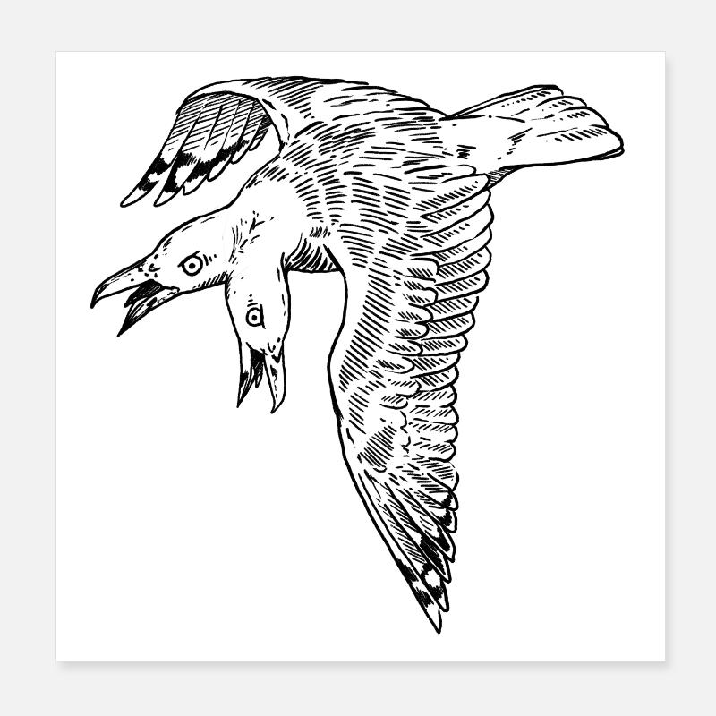 Mouette bicéphale Poster 20 x 20 cm