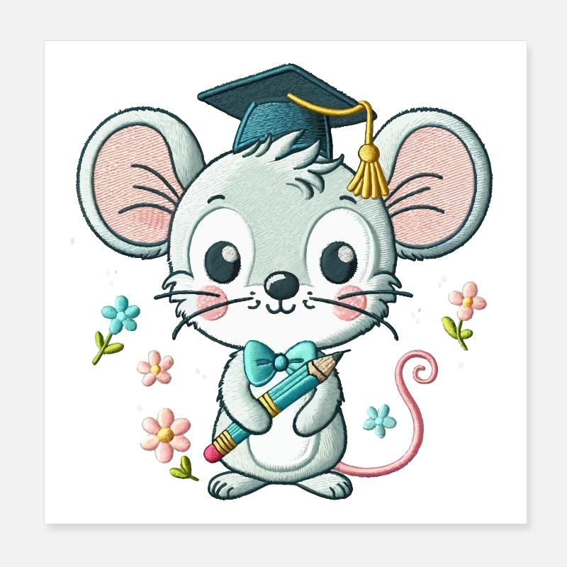 Souris Diplômée Astucieuse Poster 20 x 20 cm