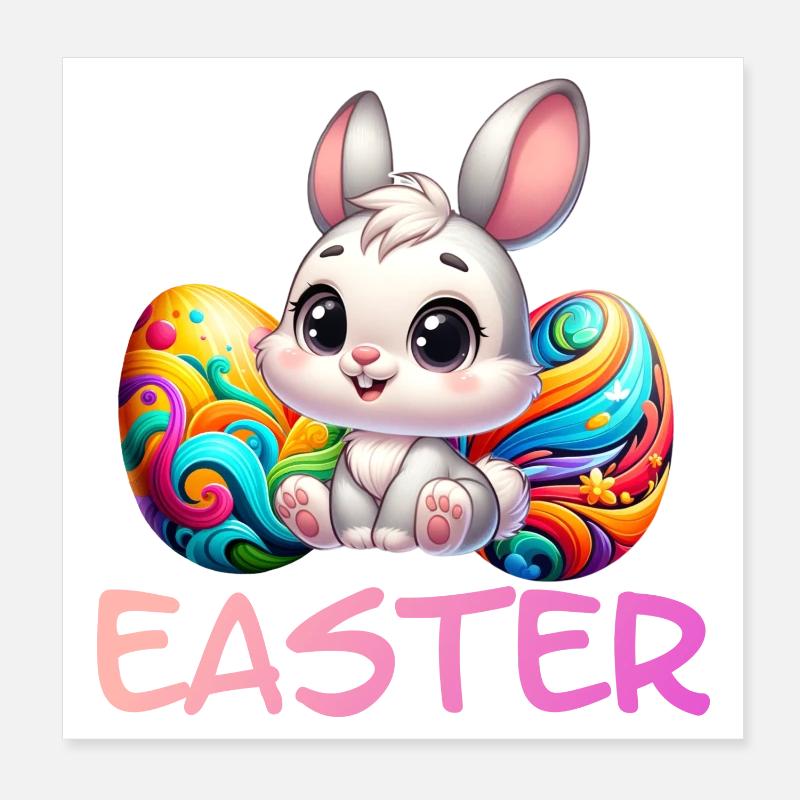 Easter Bunny with Easter Eggs Poster 8" x 8" (20x20 cm)