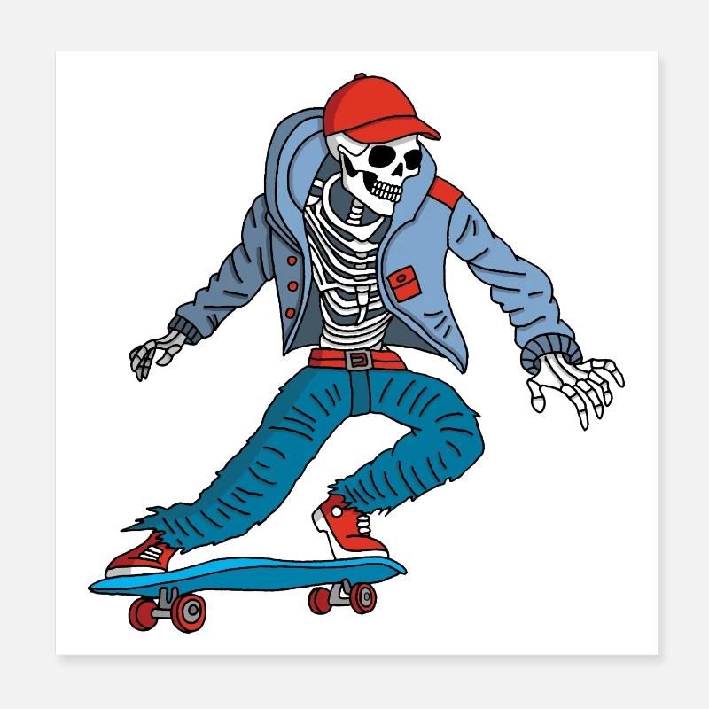 Skeleton on a skateboard Poster 8" x 8" (20x20 cm)
