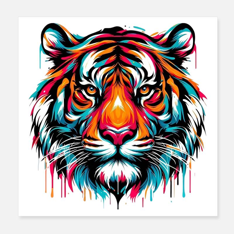 Tiger - Poster 20x20 cm - Weiß