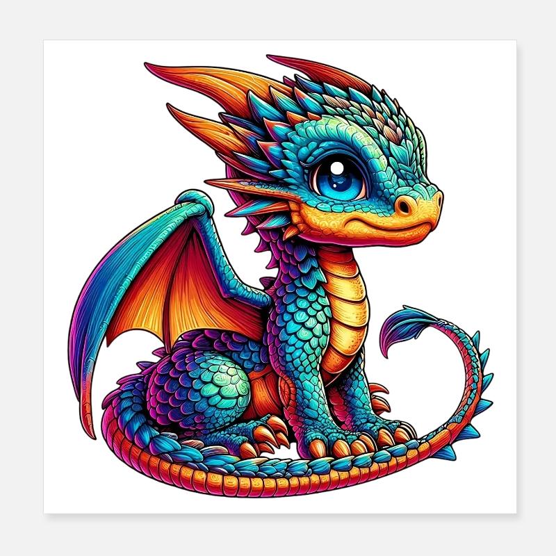 Dragon - Poster 20 x 20 cm - blanc