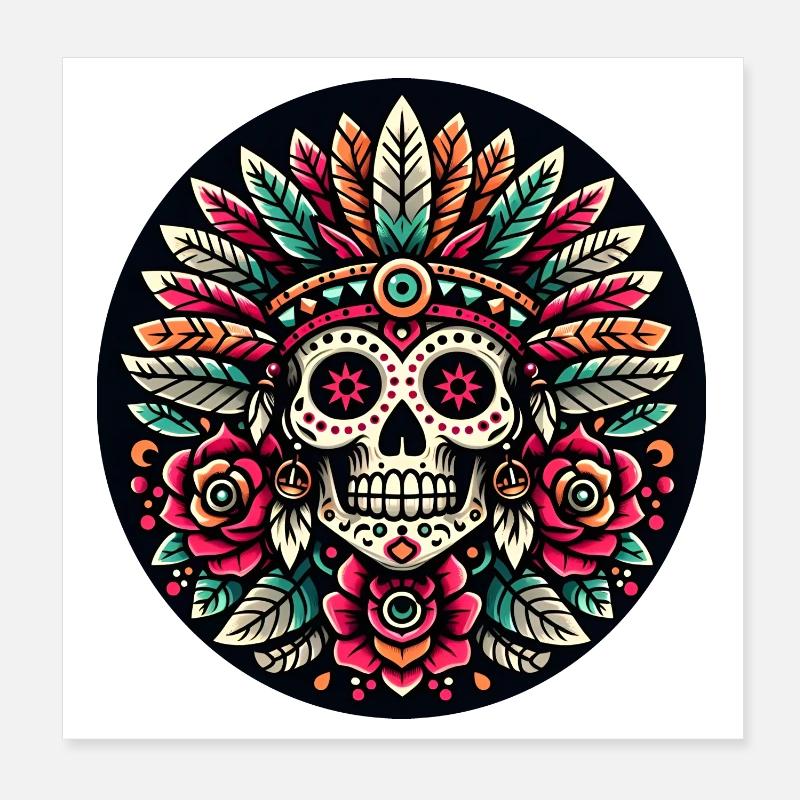 Maya Skull 2 Poster 20x20 cm