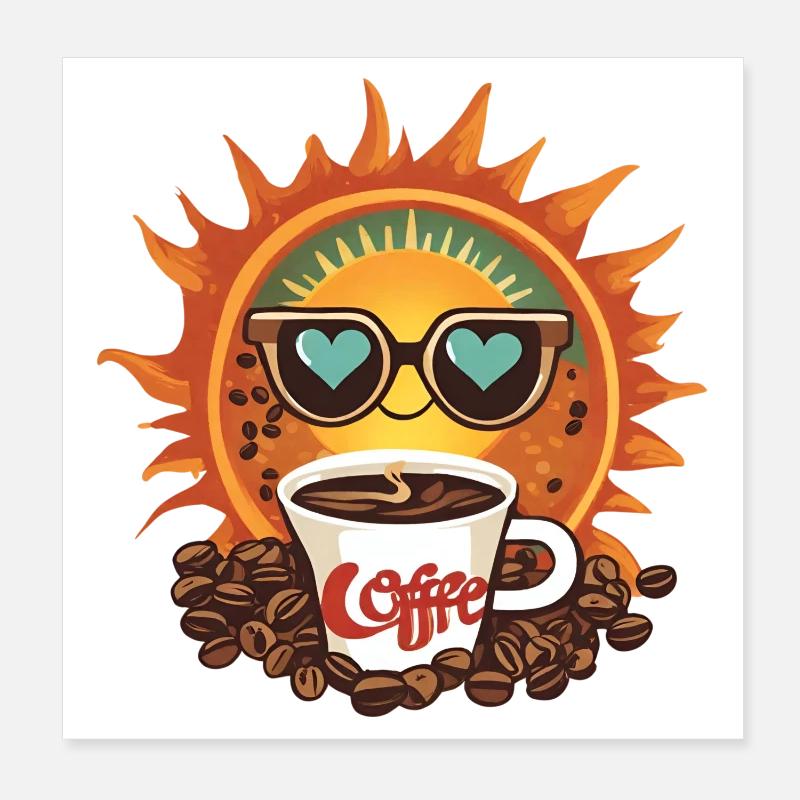 Sun Coffee Vintage Style and Passion Poster 8" x 8" (20x20 cm)