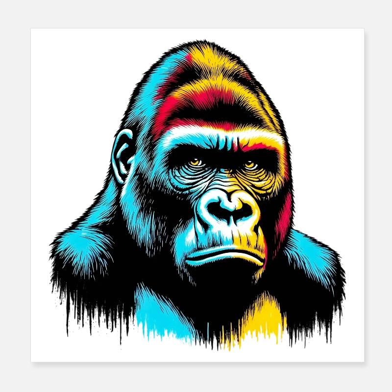 Gorilla Poster 20x20 cm