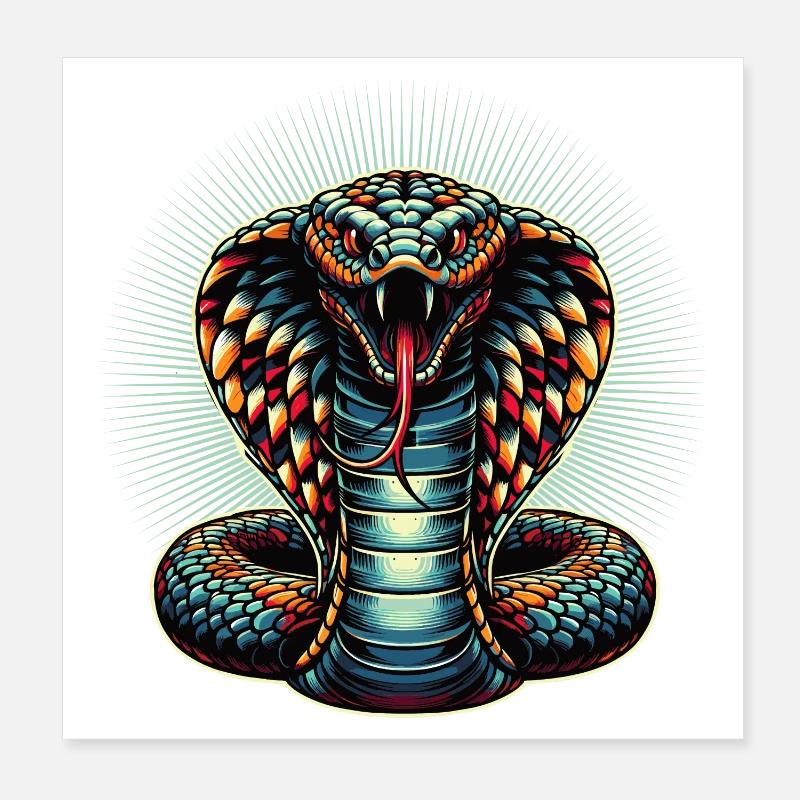 dynamic and colorful Cobra snake motif Poster 8" x 8" (20x20 cm)
