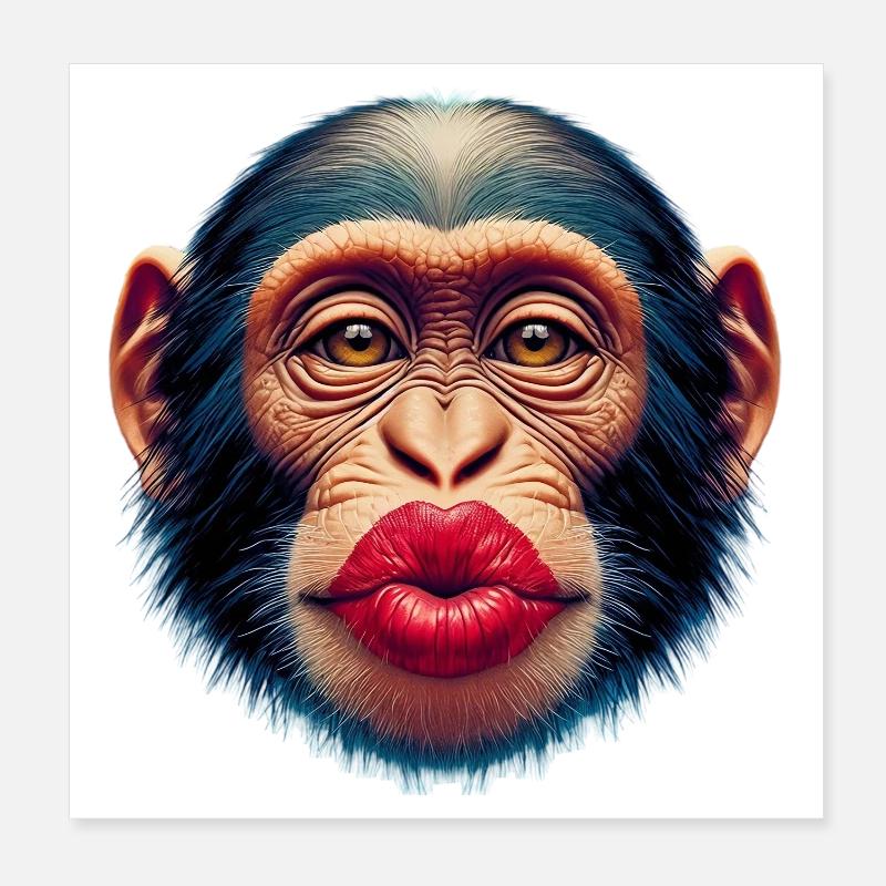 Monkey Kiss Poster 8" x 8" (20x20 cm)
