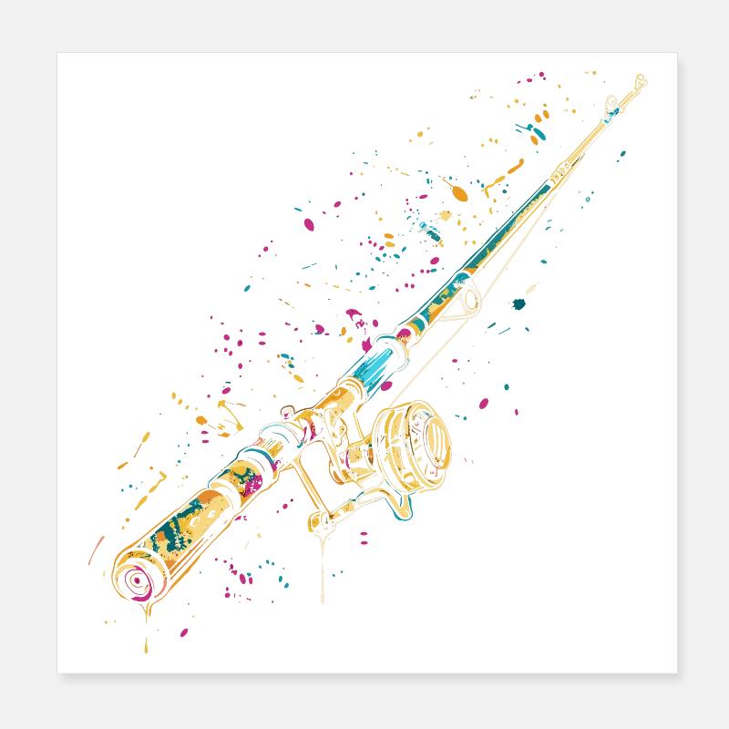 Fishing Rod Graffiti Poster 8" x 8" (20x20 cm)