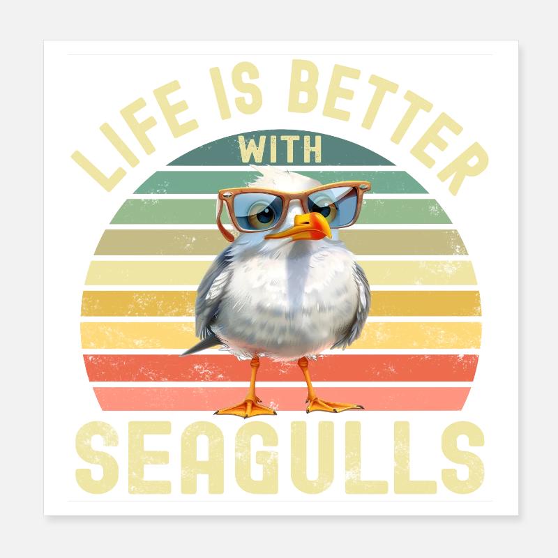 Seagulls Poster 8" x 8" (20x20 cm)