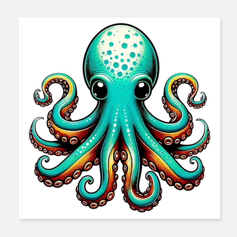 Krake Poster 20x20 cm