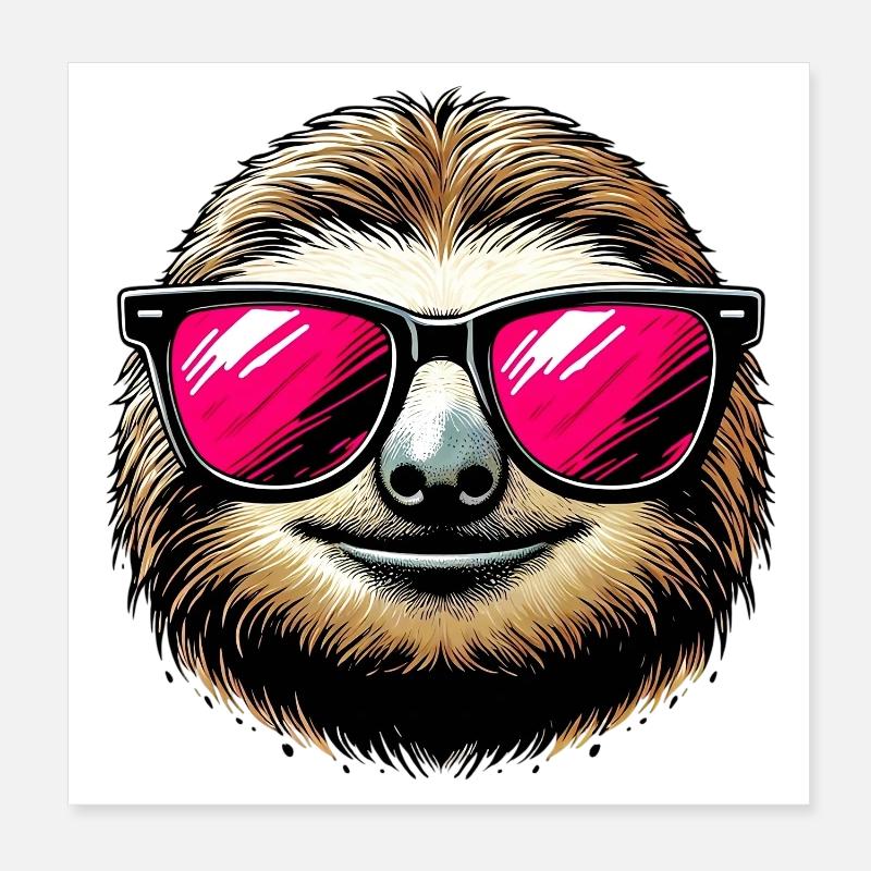 Faultier mit Sonnenbrille Poster 20x20 cm