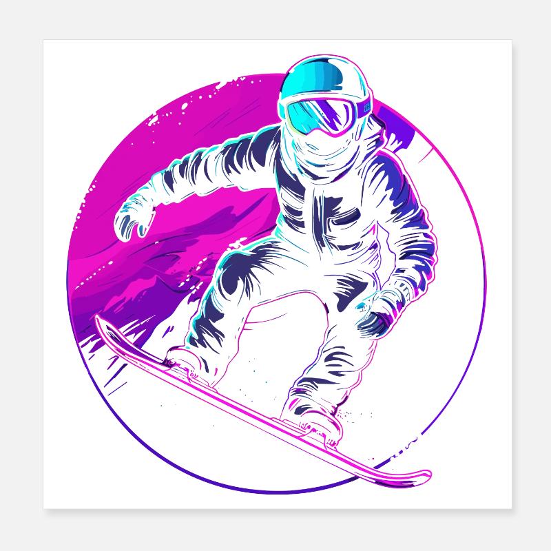 Snowboarder Illustration Poster 20 x 20 cm