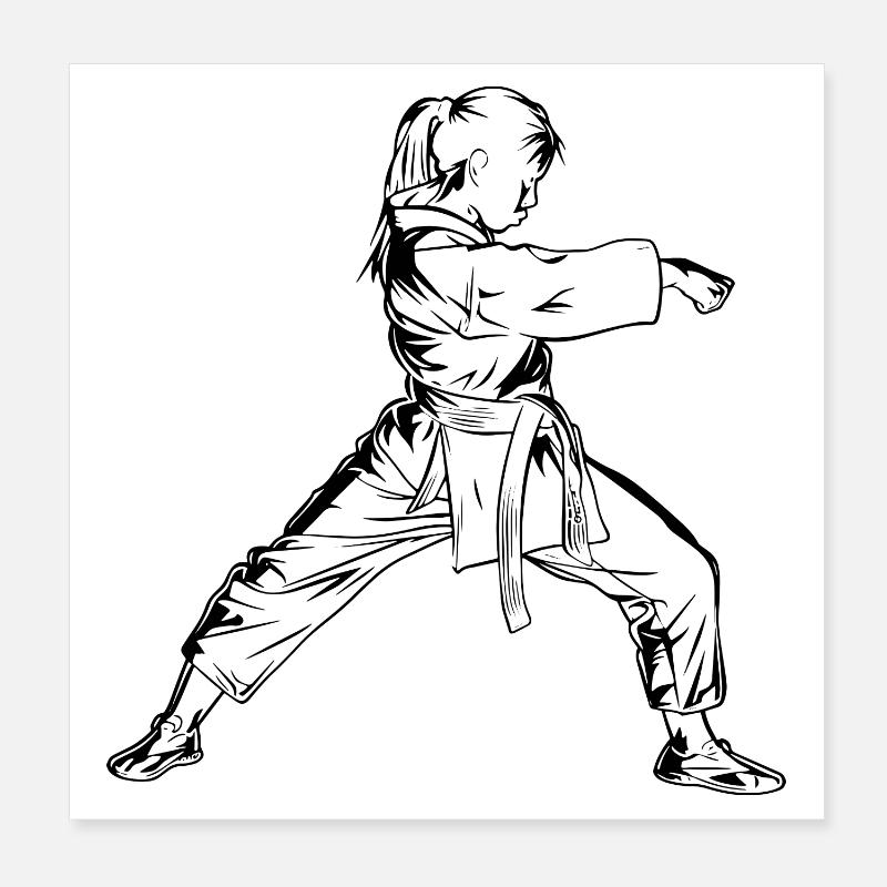 Karate Mädchen - Poster 20x20 cm - Weiß