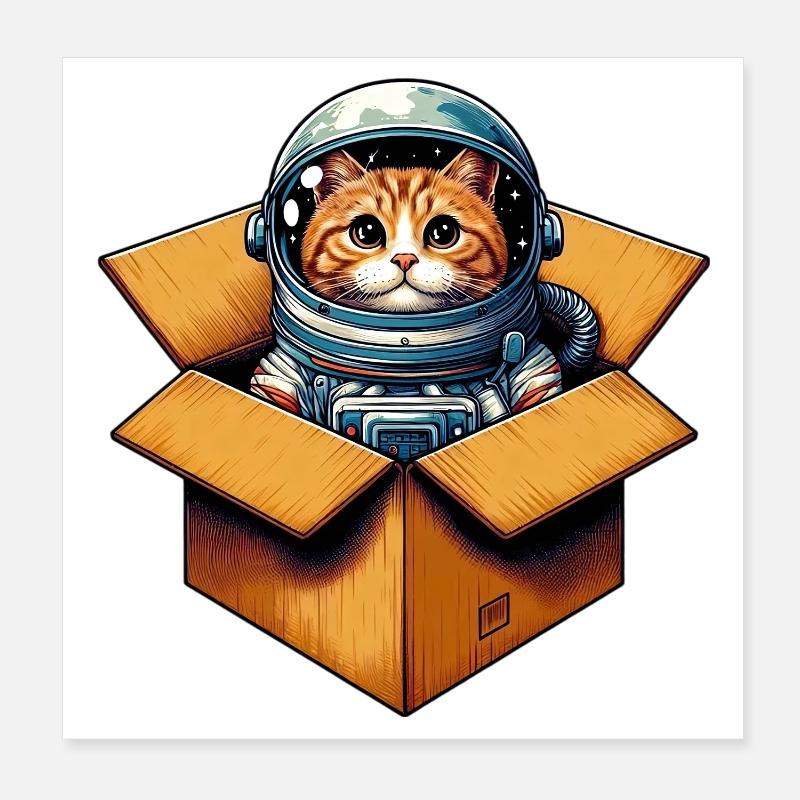 Astronaut Cat Poster 8" x 8" (20x20 cm)