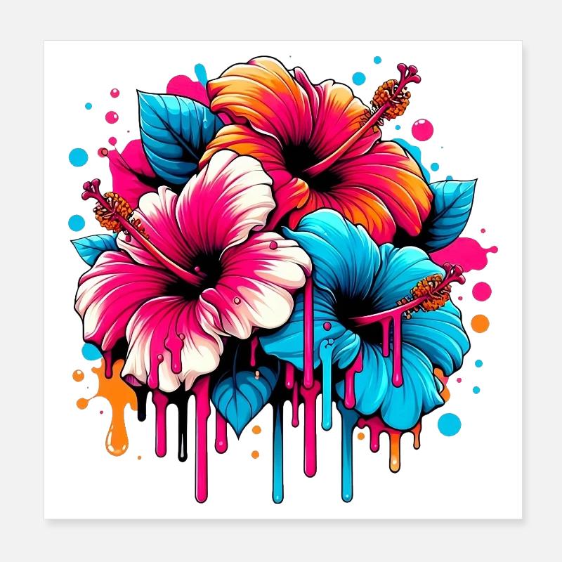 Fleurs d’hibiscus Poster 20 x 20 cm