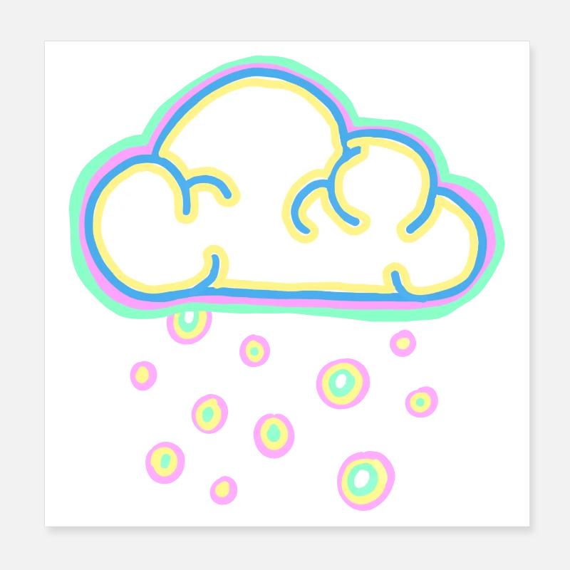 nuage pastel et neige - Poster 20 x 20 cm - blanc