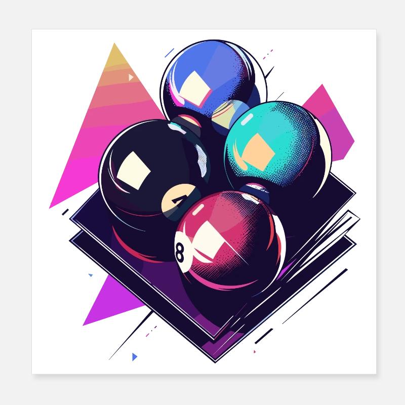 Billiard Balls Graphic Poster 8" x 8" (20x20 cm)