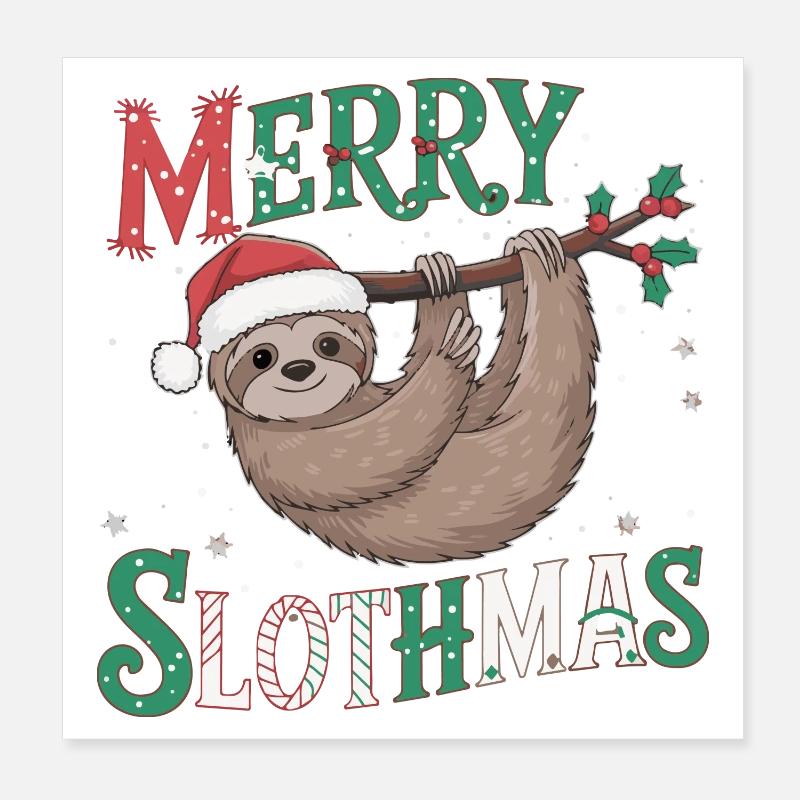Joyeux Slothmas Poster 20 x 20 cm