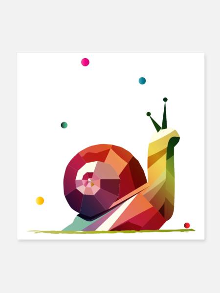 colorful snail in geometric design - Poster 8" x 8" (20x20 cm) - white - Front