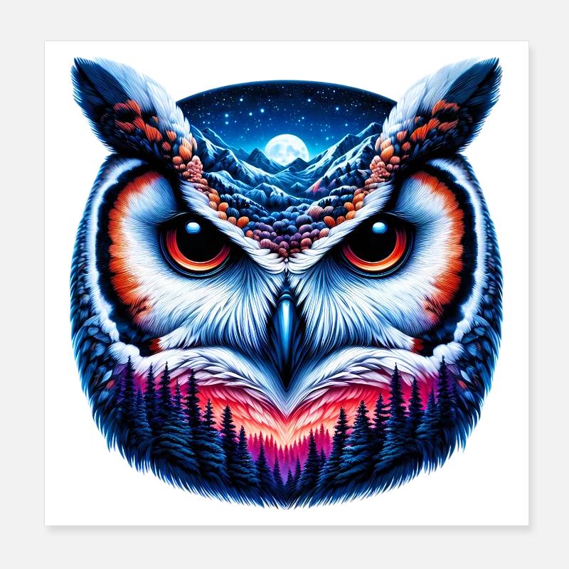 Hibou Poster 20 x 20 cm