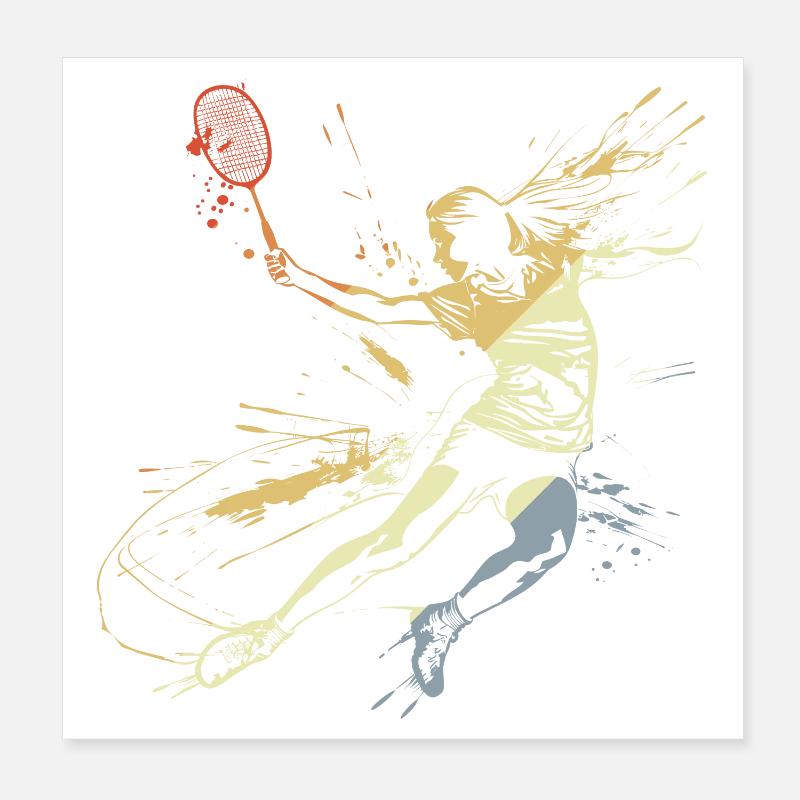 Badminton Mme Grafitti - Poster 20 x 20 cm - blanc