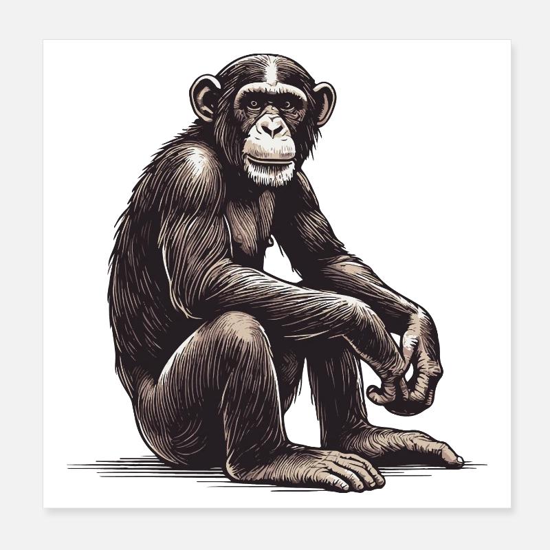 Chimpanzee Poster 8" x 8" (20x20 cm)