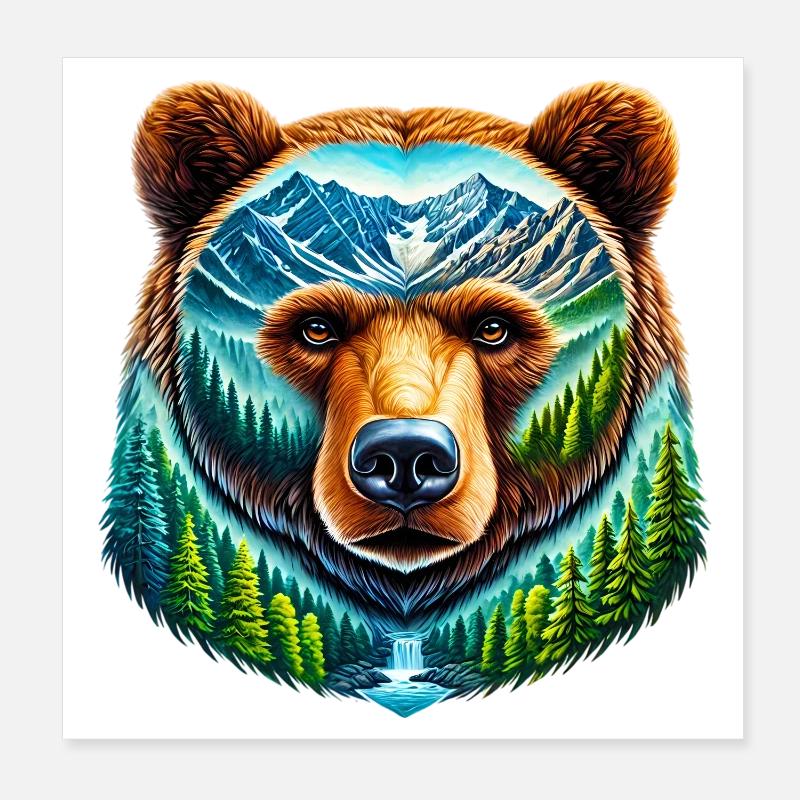 Bear Poster 8" x 8" (20x20 cm)