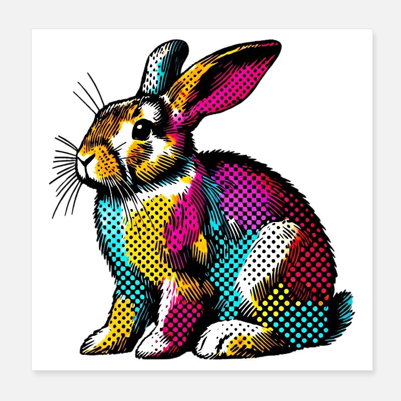 Rabbit Poster 8" x 8" (20x20 cm)