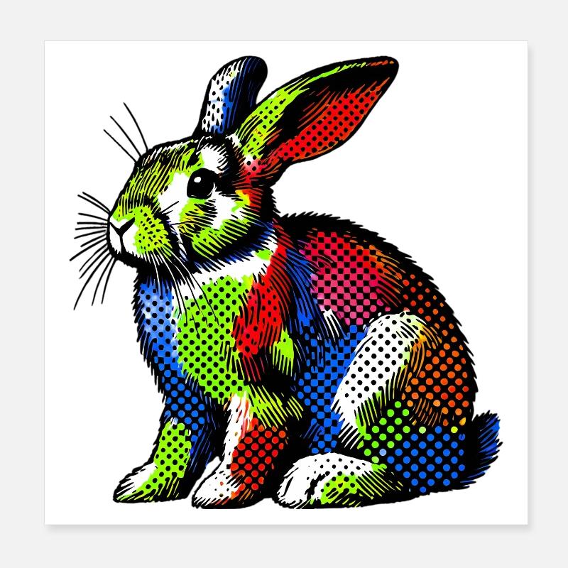 Rabbit Poster 8" x 8" (20x20 cm)