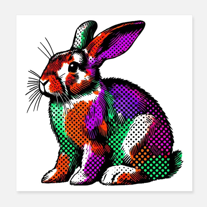 Rabbit Poster 8" x 8" (20x20 cm)
