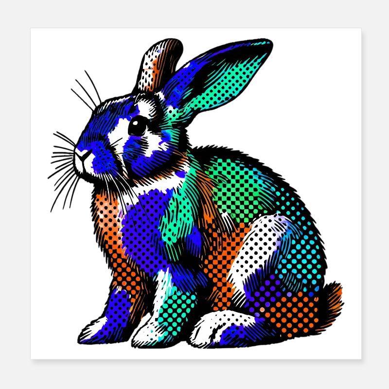 Rabbit Poster 8" x 8" (20x20 cm)