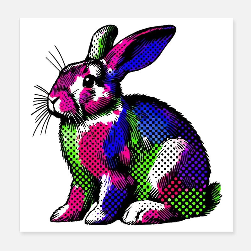 Rabbit Poster 8" x 8" (20x20 cm)