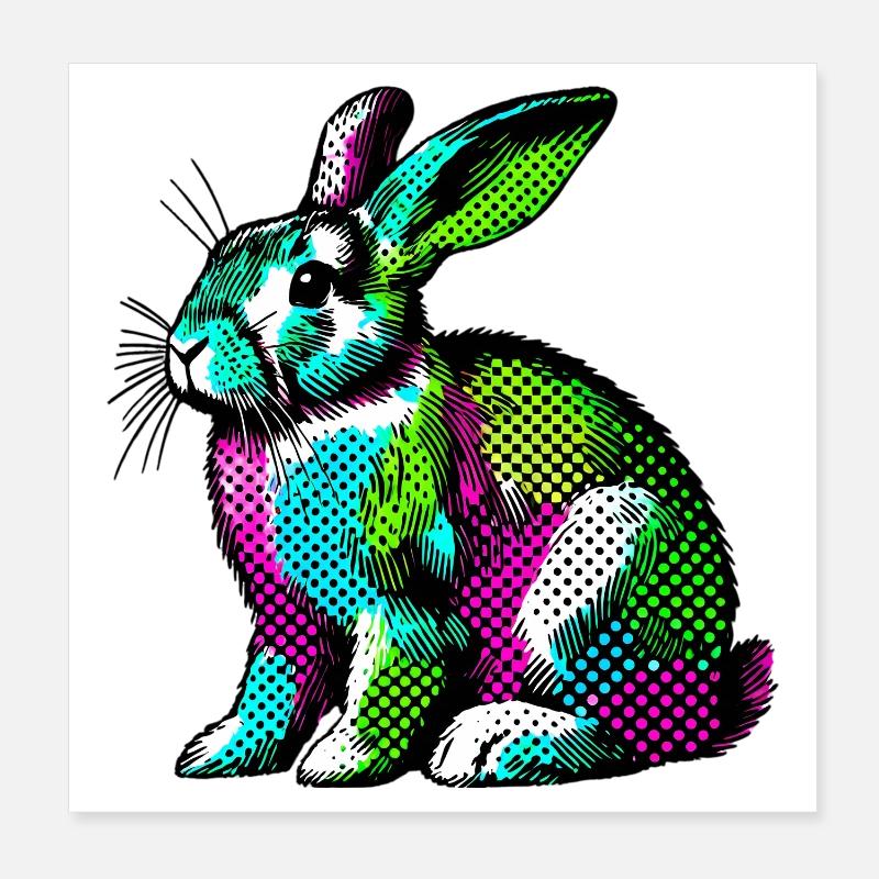 Rabbit Poster 8" x 8" (20x20 cm)