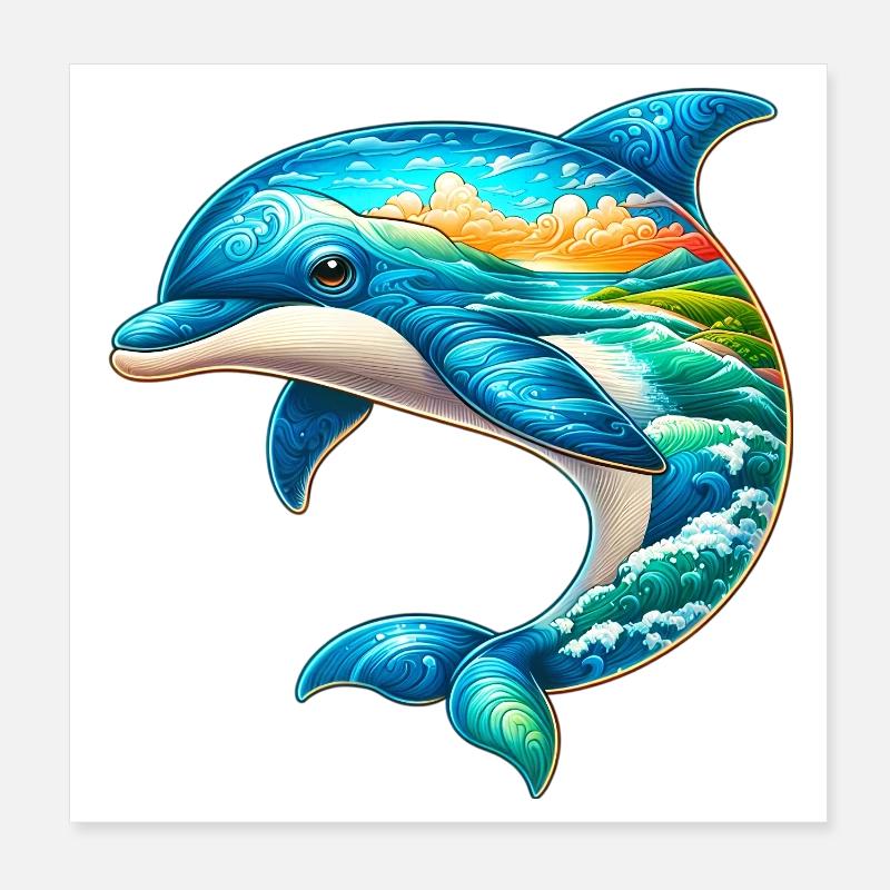 Delfin Poster 20x20 cm
