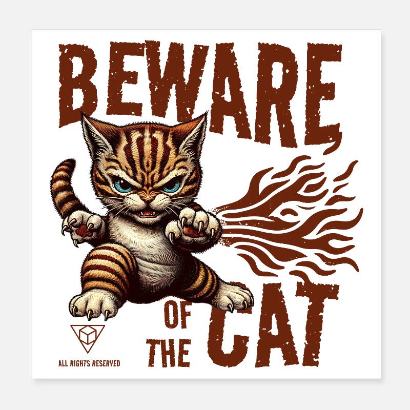 Attention au chat Poster 20 x 20 cm