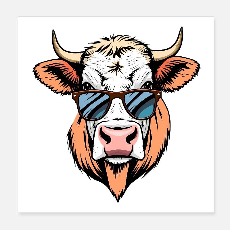 Cow Poster 8" x 8" (20x20 cm)