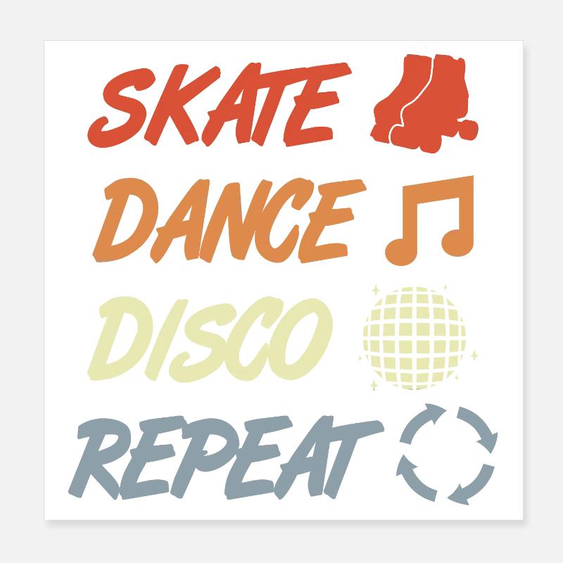 Rollschuhfahrer Disco Poster 20x20 cm